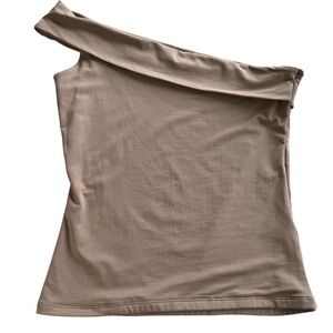 Abercrombie & Fitch One Shoulder Brown Top Modal Blend Collection Shirt Sz M